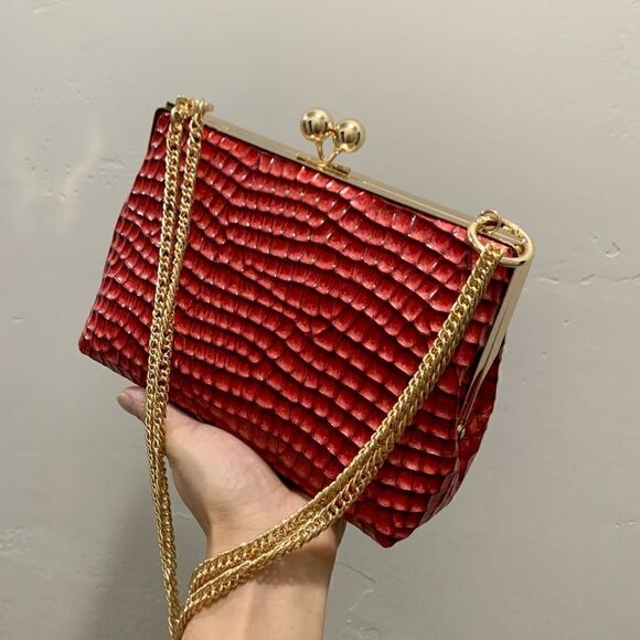 Handmade Genuine Embossed Leather Kisslock Wristlet/Crossbody & Coin Purse - Picture 11 of 16